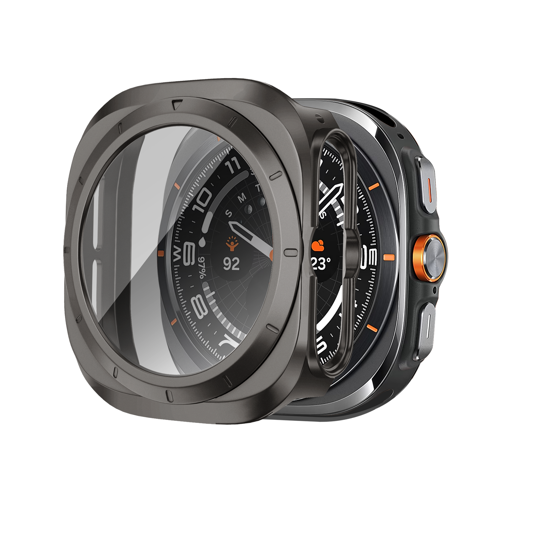 Bandz Samsung Galaxy Watch Ultra PC Case with Glass (Titanium Grey)