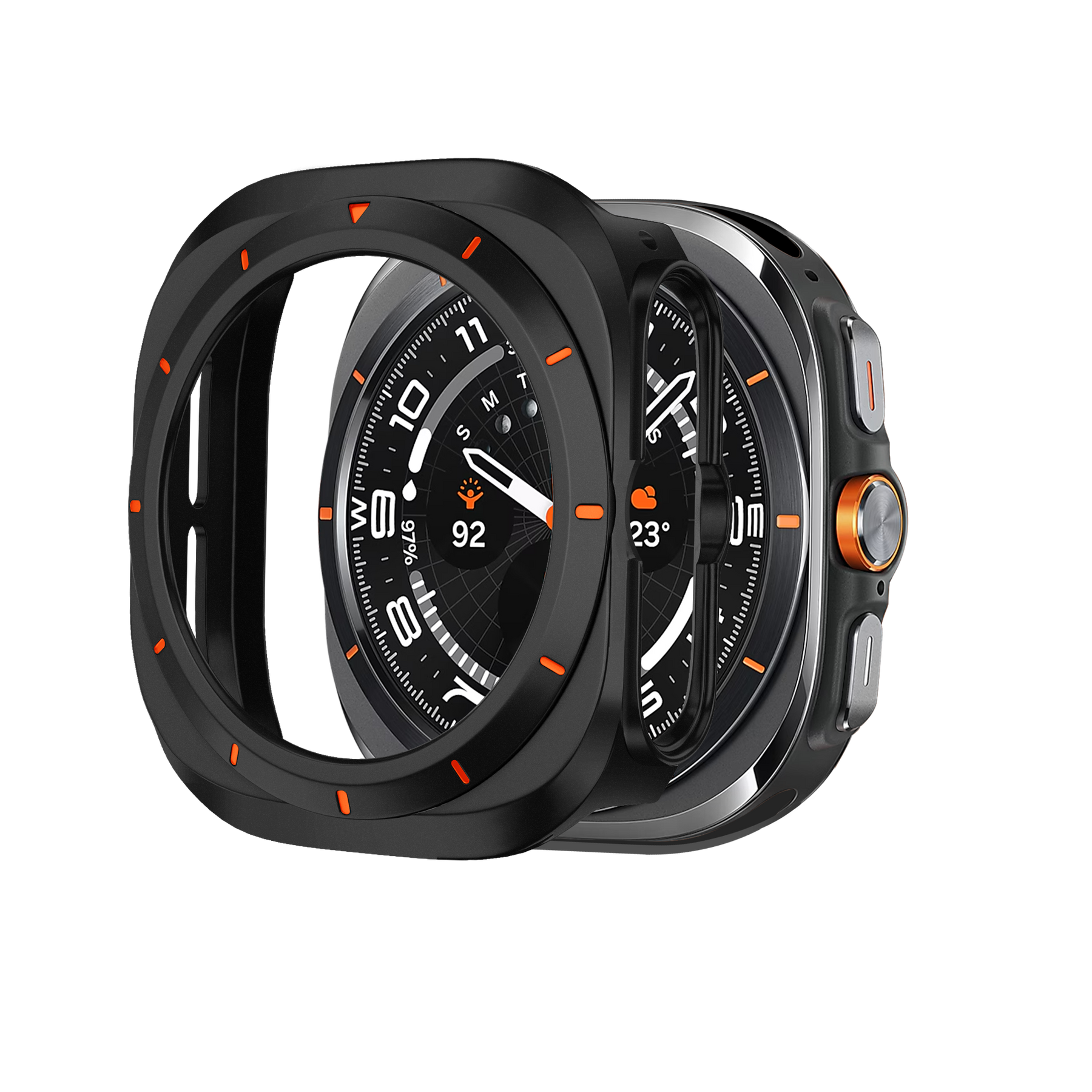 Bandz Samsung Galaxy Watch Ultra Bezel PC Case (Black with Orange)