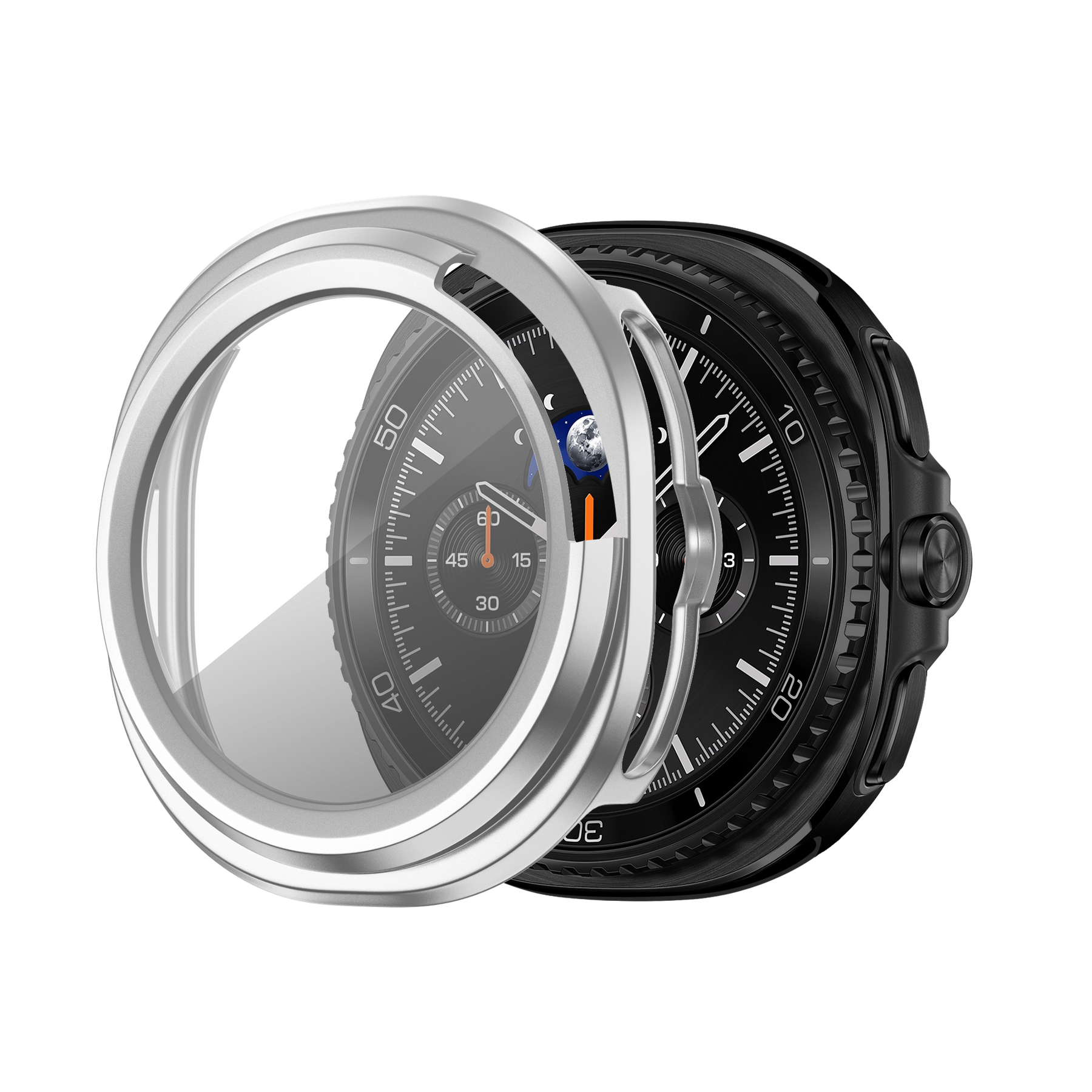 Bandz Samsung Galaxy Watch 8 Classic PC Cover with Glass (Silver)