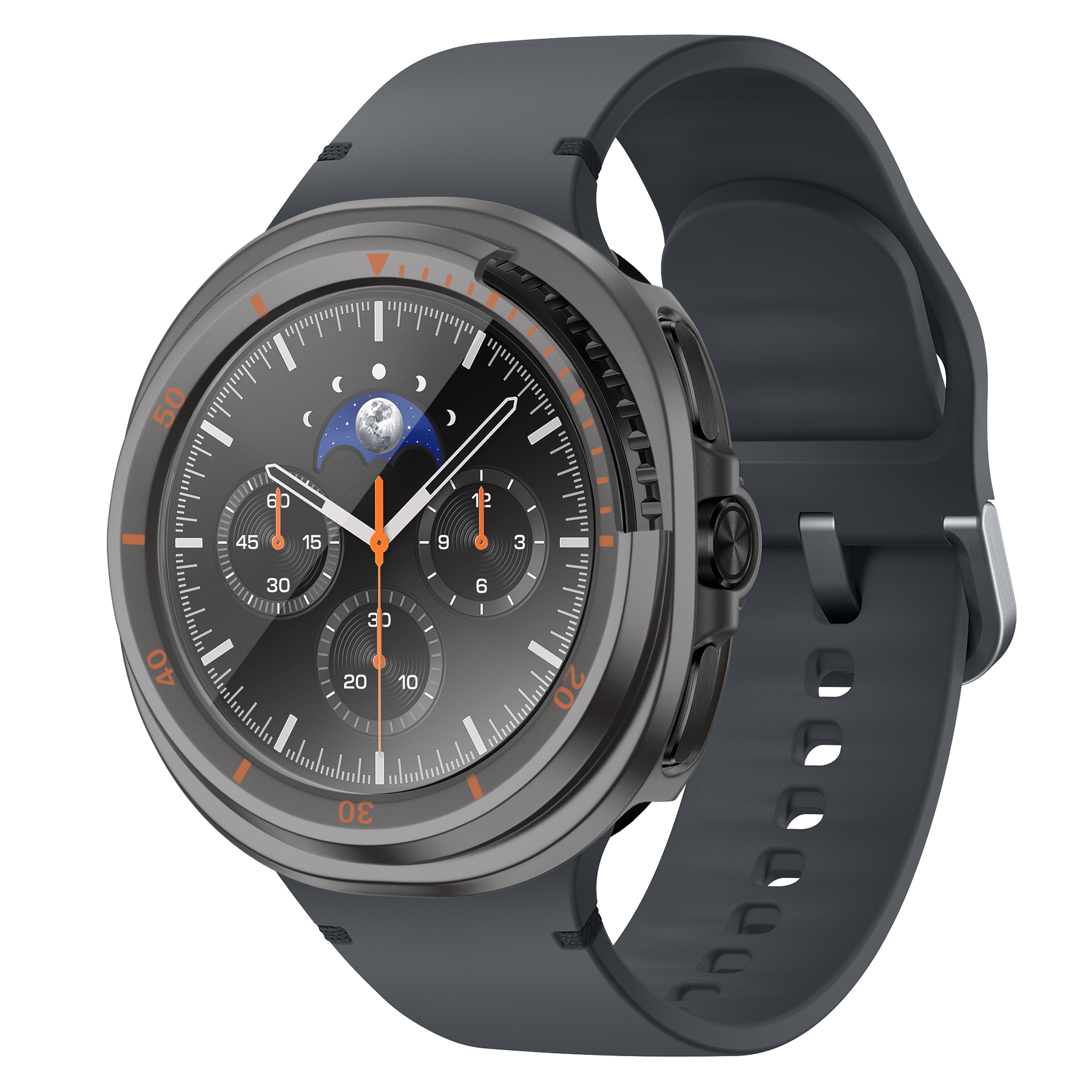 Bandz Samsung Galaxy Watch 8 Classic Bezel Cover with Glass (Titanium Grey/Orange)