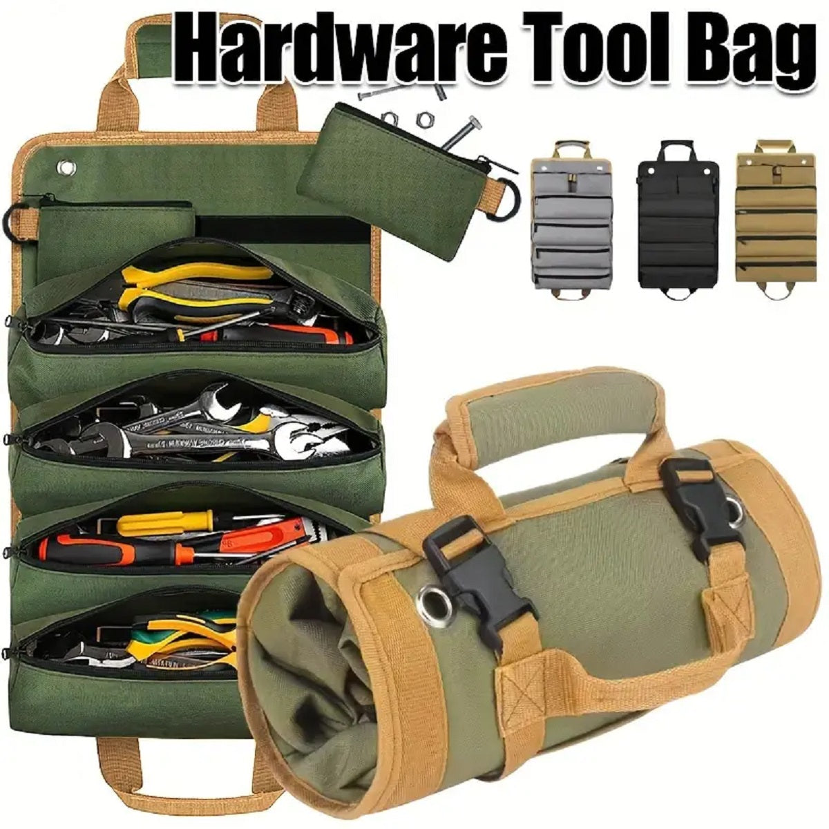 Multi-Purpose Tool Roll Organizer Bag