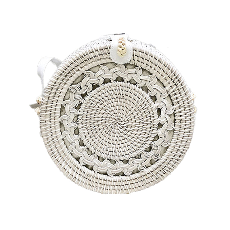 Handwoven round rattan bag tropical beach style blxck norway™