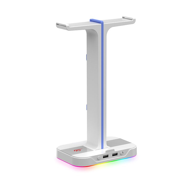 RGB headset stand with 3.5mm AUX and 2 USB ports headphone holder blxcknorway™