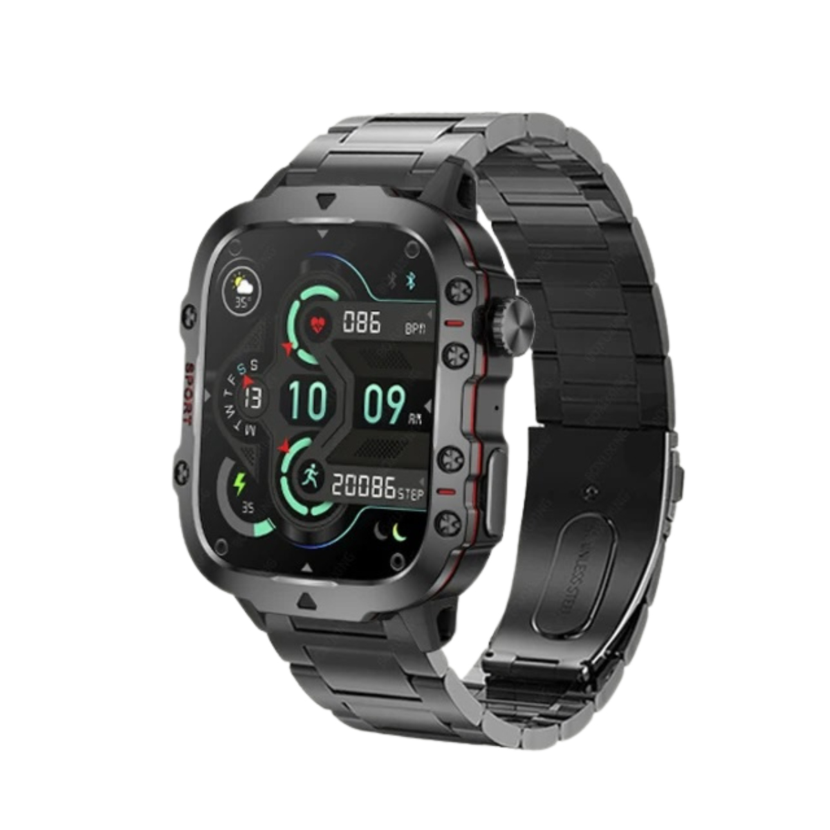 Men’s Rugged Outdoor GPS Smartwatch – 1.96" Bluetooth Call and Waterproof
