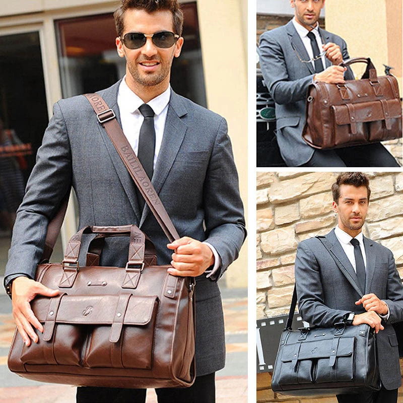 Black Norway Men's leather messenger bag