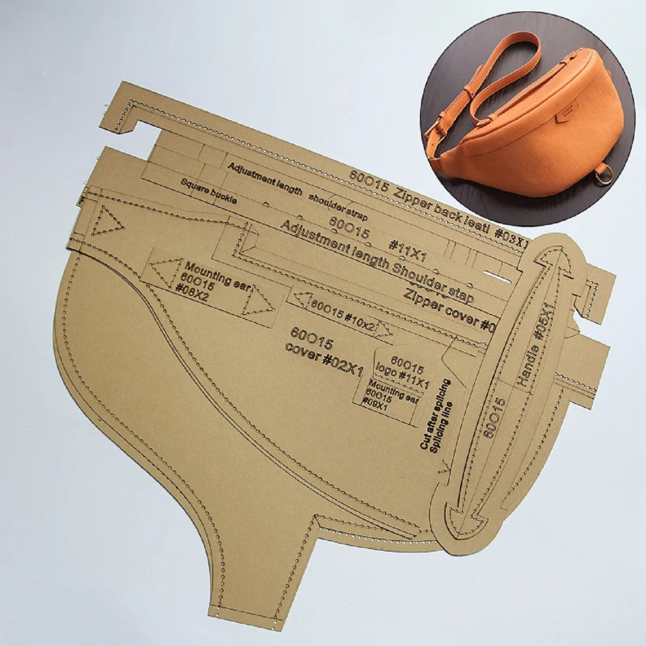 Handcraft Chest Bag Leather Template Paper Stencils DIY Shoulder Bag Sewing Tool