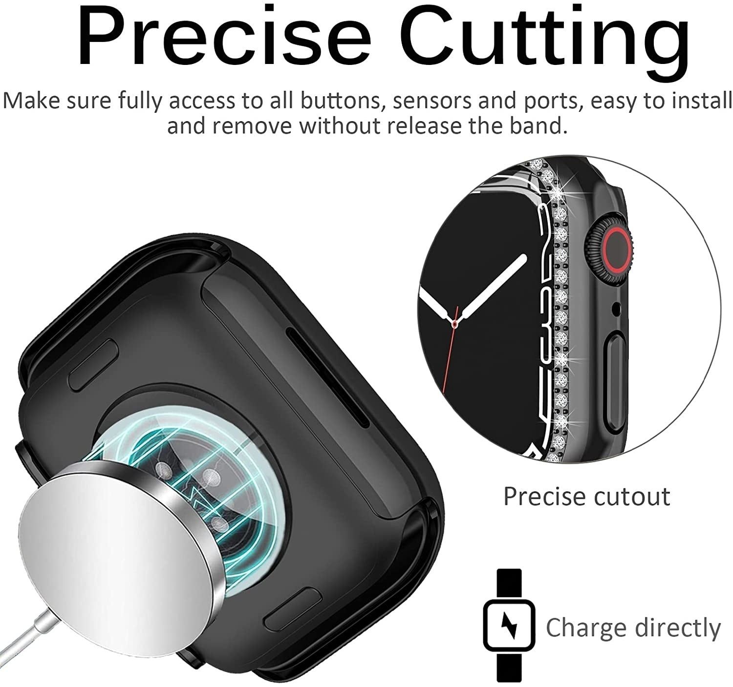 Apple Watch 7 Diamond PC Hard Case 41mm (Black)