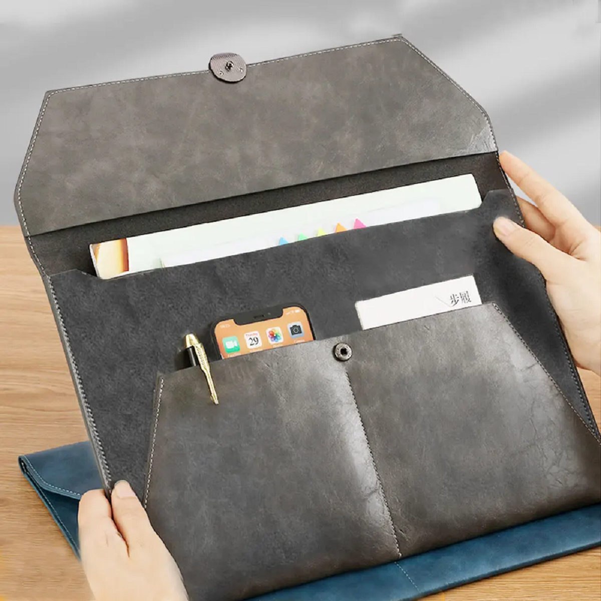 PU Leather File Folder Bag Business Briefcase Laptop Cases