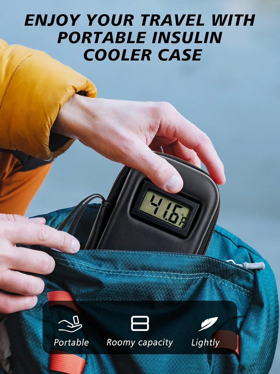 Insulin Cooler Travel Case with Temperature Display - Black
