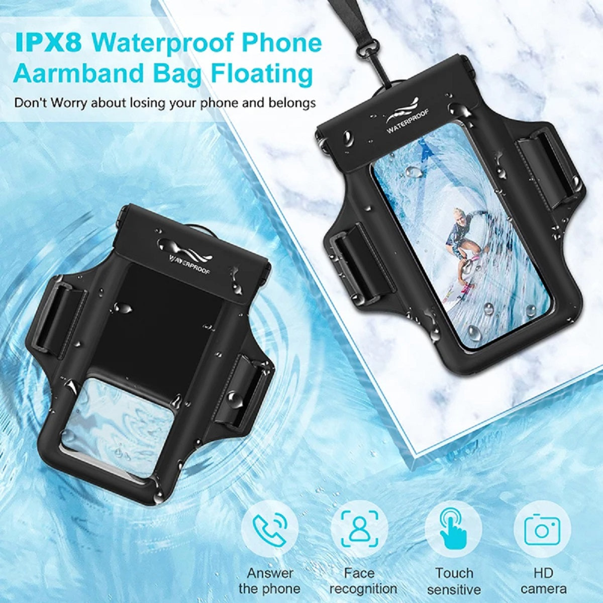 Waterproof Phone Armband Pouch – Phone Case with Detachable Strap