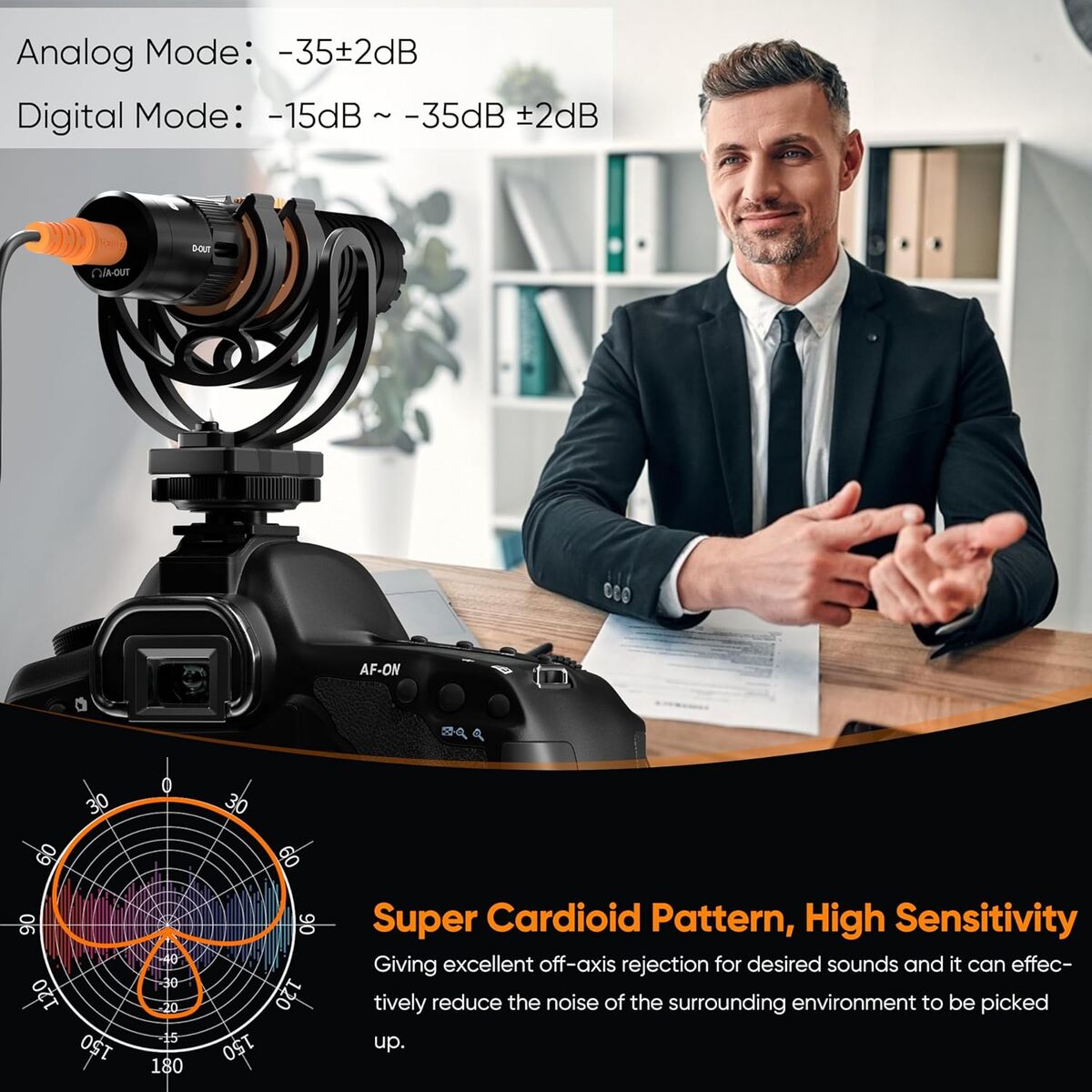 Pro Shotgun Microphone – On-Camera Cardioid Mic with Shock Mount