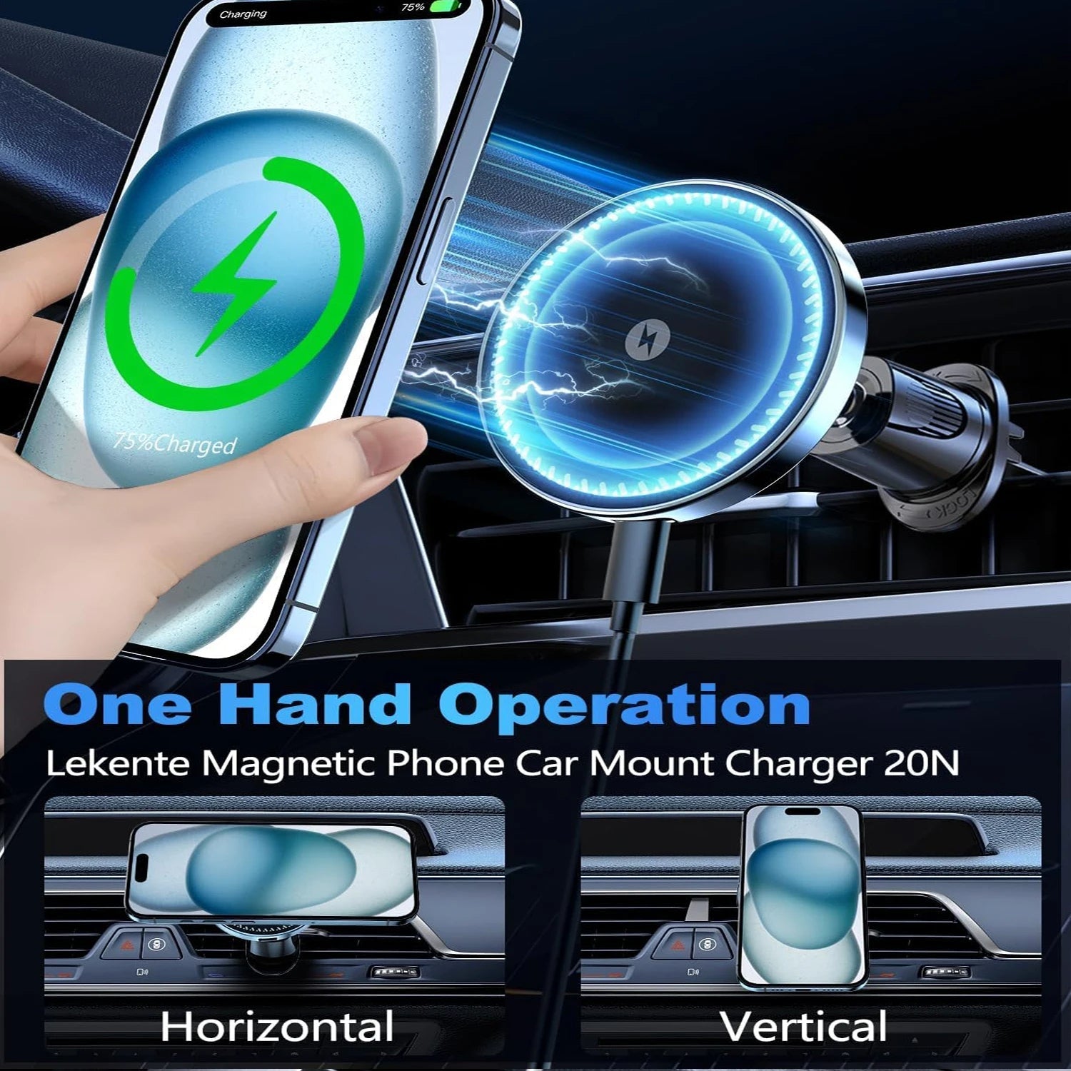 15W Magnetic Wireless Car Charger – Air Vent Phone Holder for iPhone