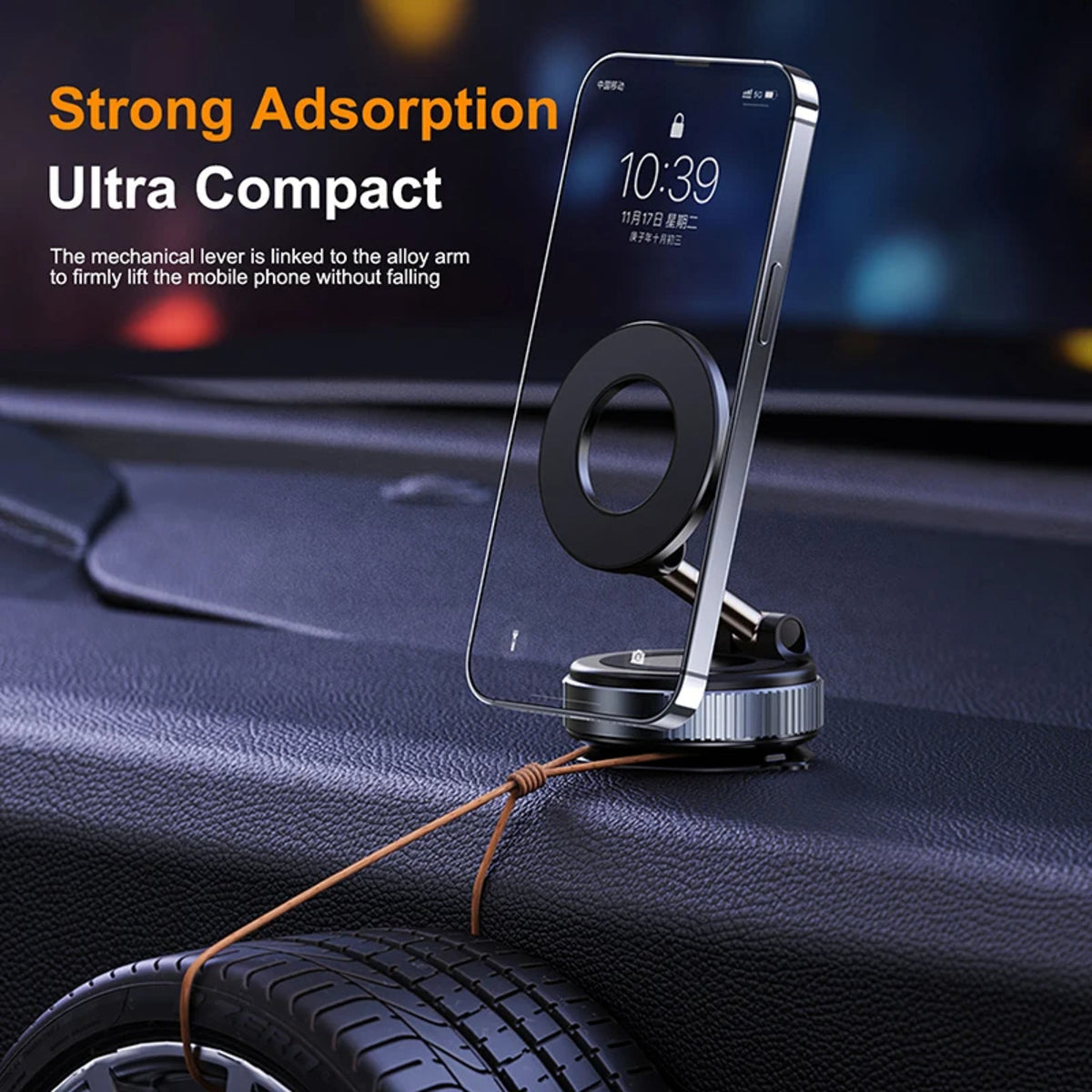 Magnetic Car Phone Holder – Foldable Vacuum Mount, Multi-Angle Adjustment