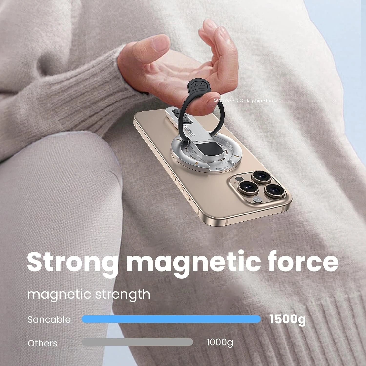 3-in-1 Magnetic Phone Grip Stand – Double-Sided Ring Holder for iPhone