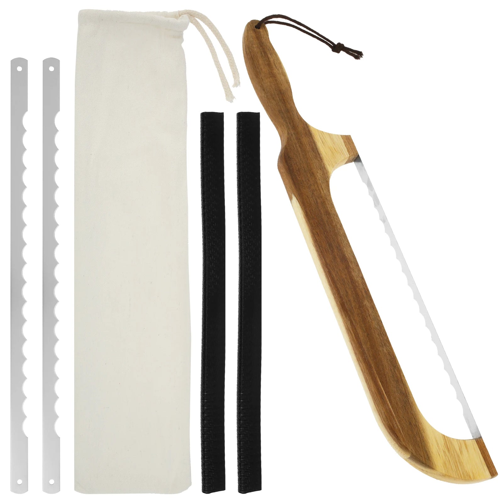 Wooden Bread Bow Cutter Serrated Bagel Sourdough Slicer Bread Cutting Tool