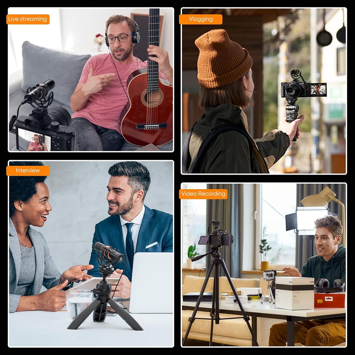 Pro Shotgun Microphone – On-Camera Cardioid Mic with Shock Mount