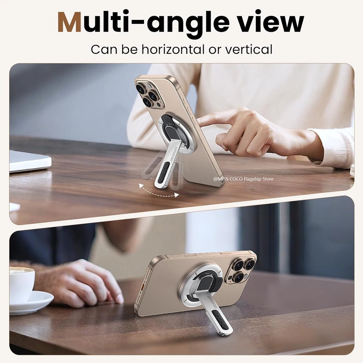 3-in-1 Magnetic Phone Grip Stand – Double-Sided Ring Holder for iPhone