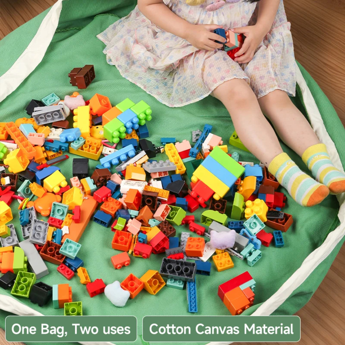 Toy Storage Bag and Play Mat – Portable Drawstring Organizer for Kids’ Toys