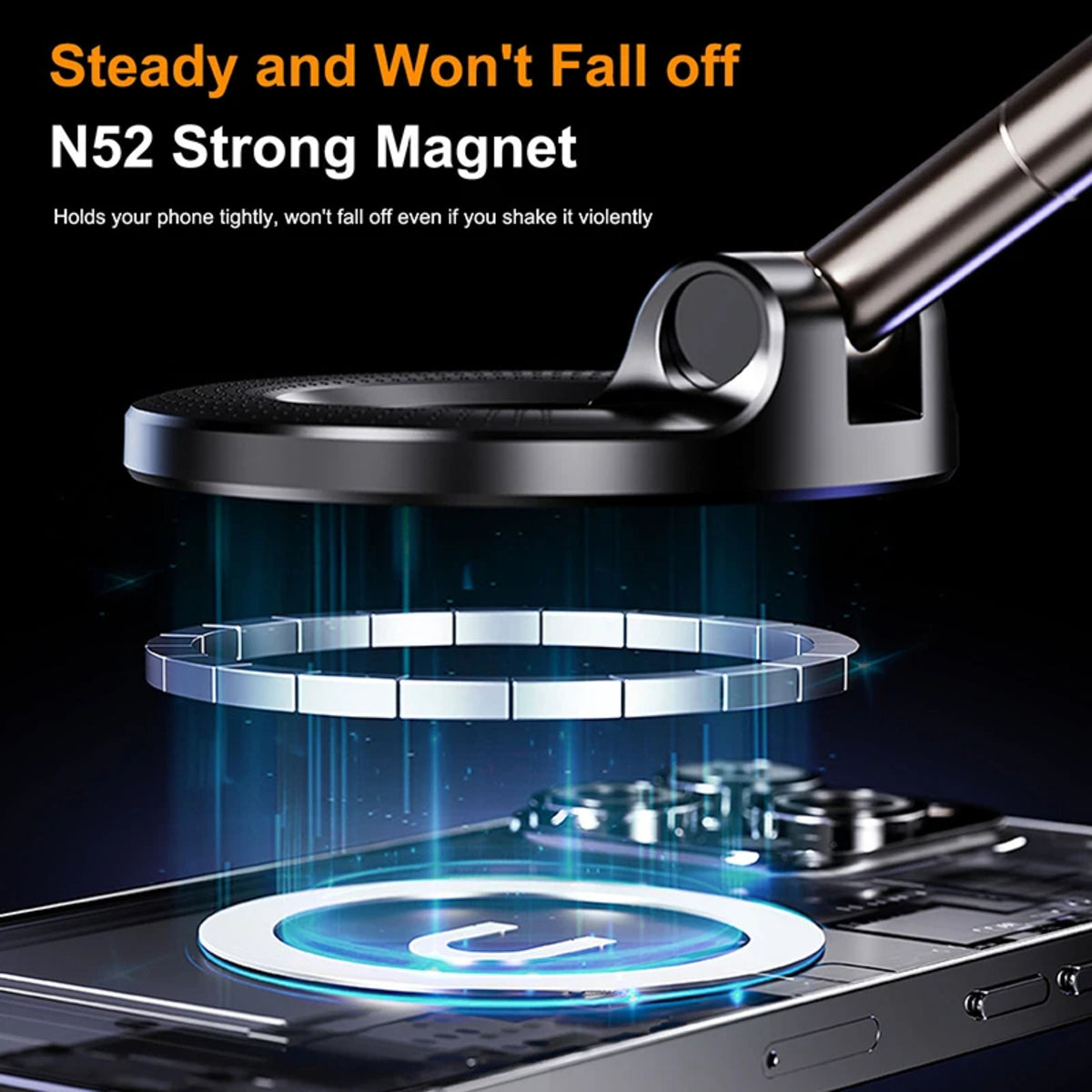 Magnetic Car Phone Holder – Foldable Vacuum Mount, Multi-Angle Adjustment