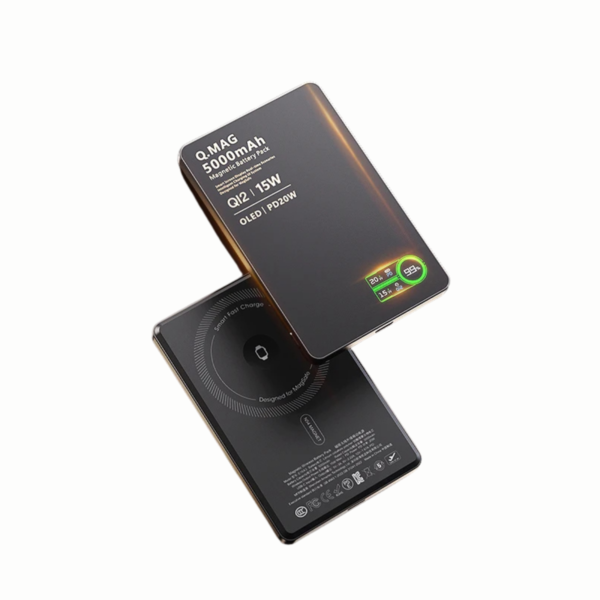 3-in-1 Magnetic Power Bank – 15W Wireless Charger with LCD for iPhone Watch and AirPods