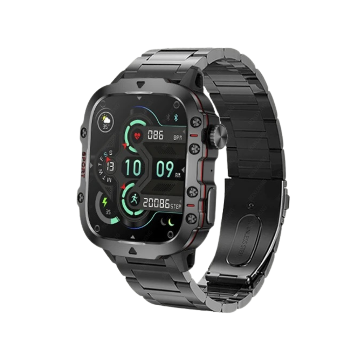 Men’s Rugged Outdoor GPS Smartwatch – 1.96" Bluetooth Call and Waterproof