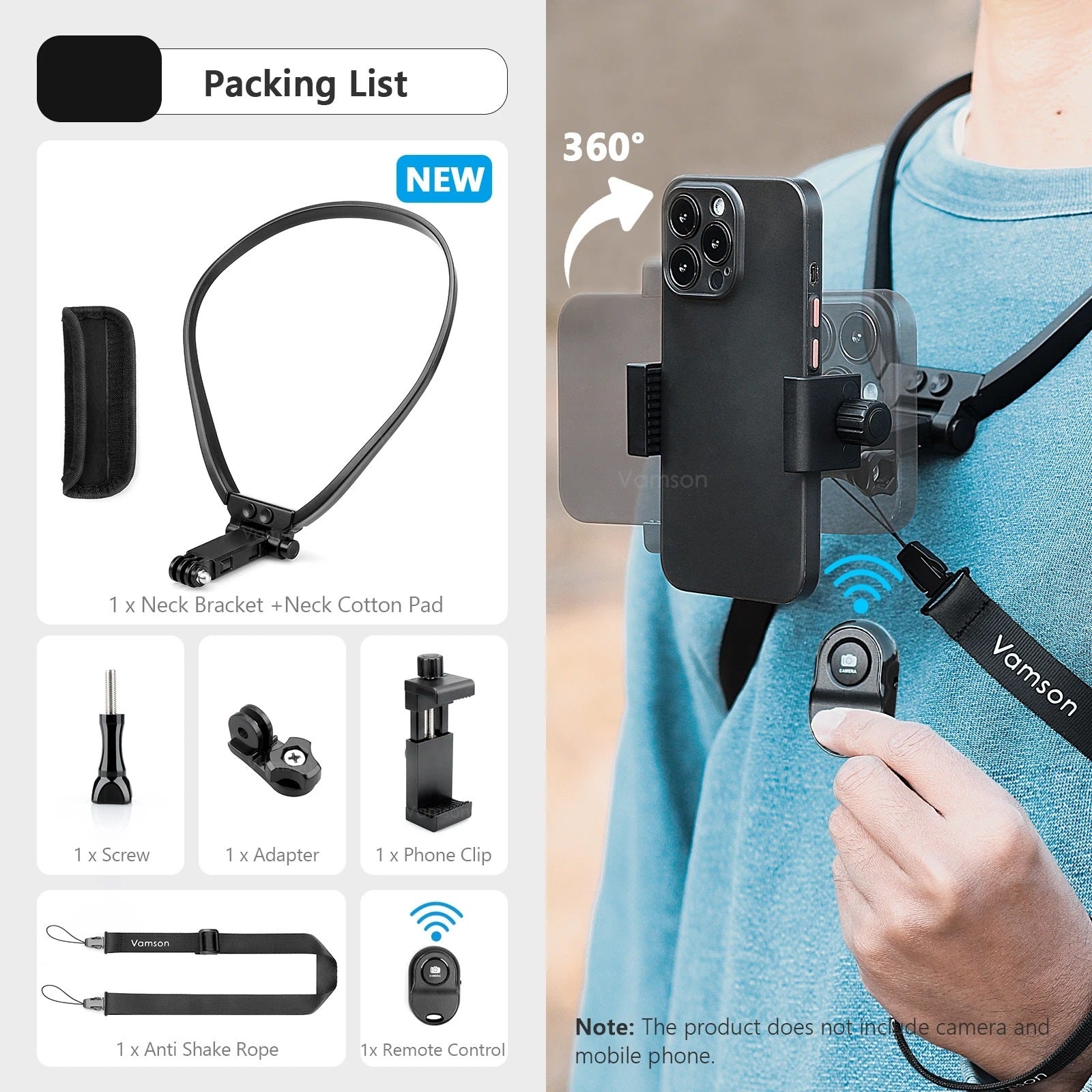 Hand Free Adjustable Phone Ad Go Pro Neck Holder
