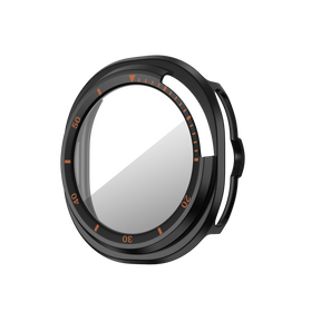 Bandz Samsung Galaxy Watch 8 Classic Bezel Cover with Glass (Black/Orange)
