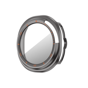 Bandz Samsung Galaxy Watch 8 Classic Bezel Cover with Glass (Titanium Grey/Orange)
