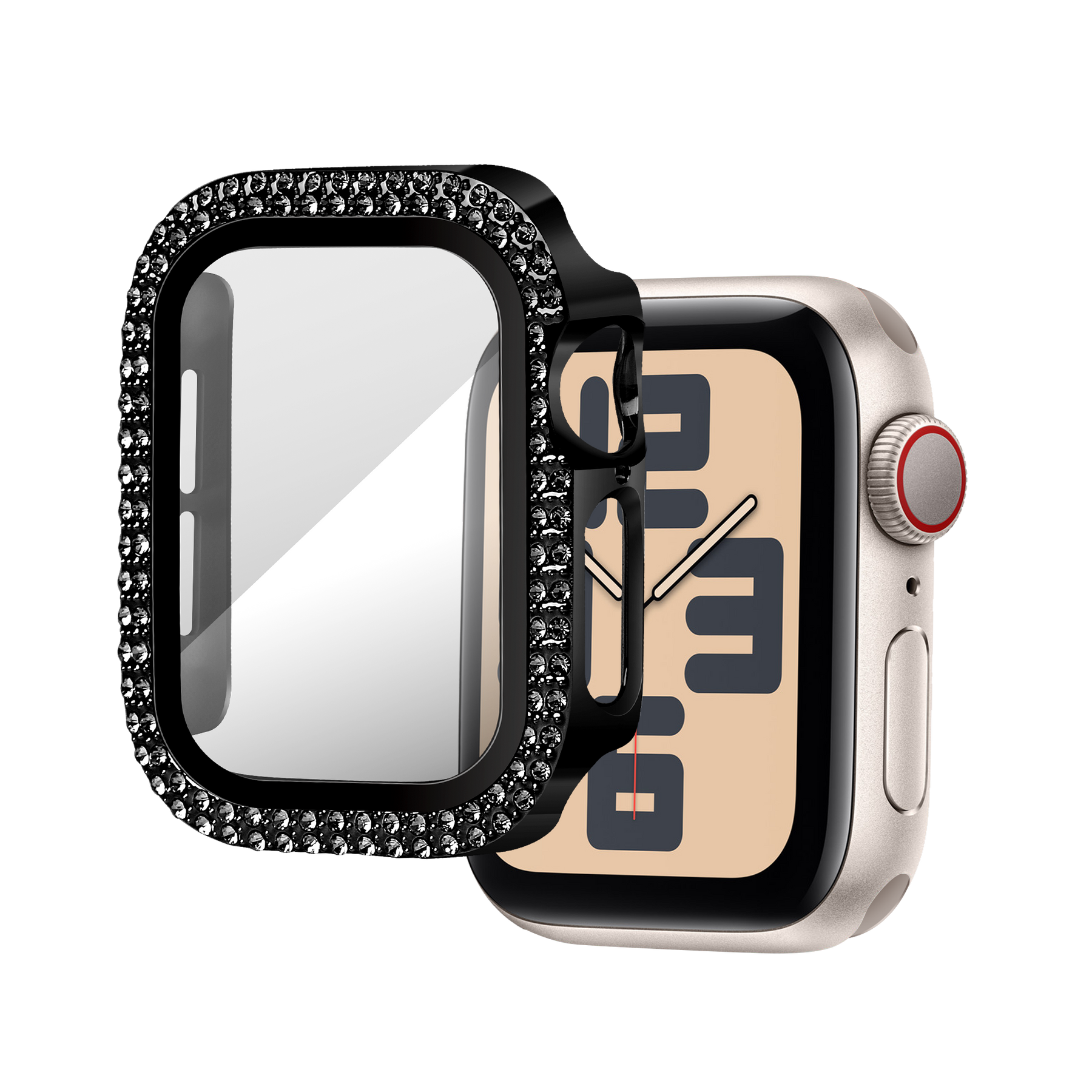 Bandz Apple Watch 10 - 42mm Diamond Case with Glass (Black)