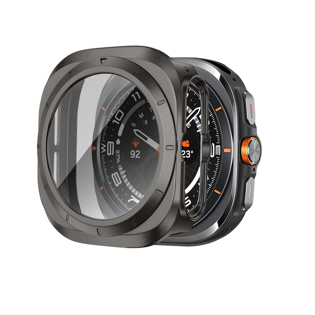 Bandz Samsung Galaxy Watch Ultra PC Case with Glass (Titanium Grey)