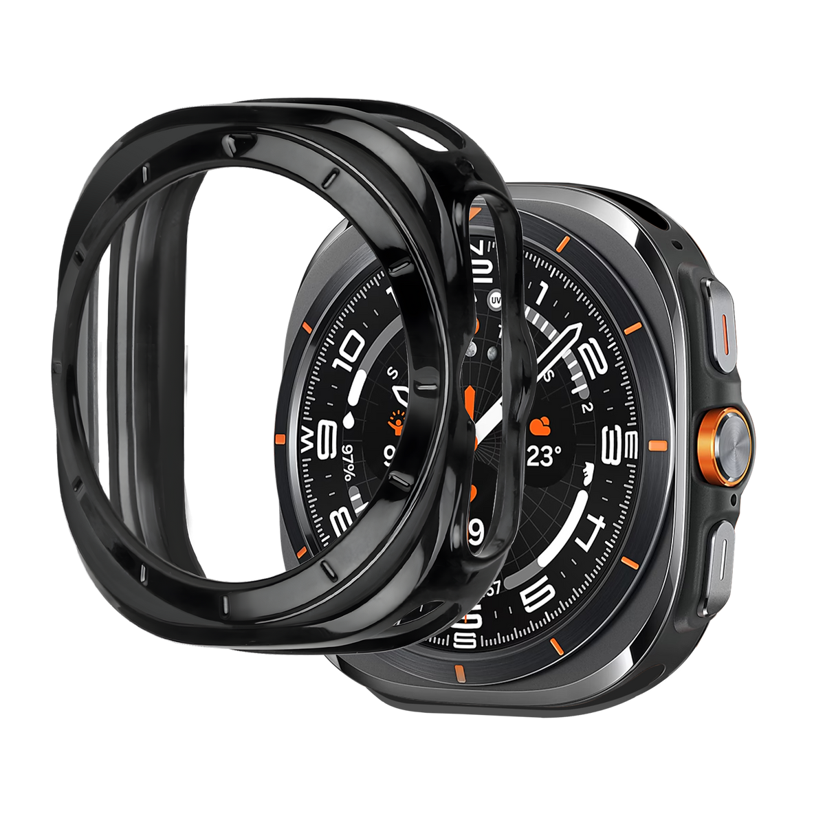 Bandz Samsung Galaxy Watch Ultra Galvanized TPU Case  (Black)