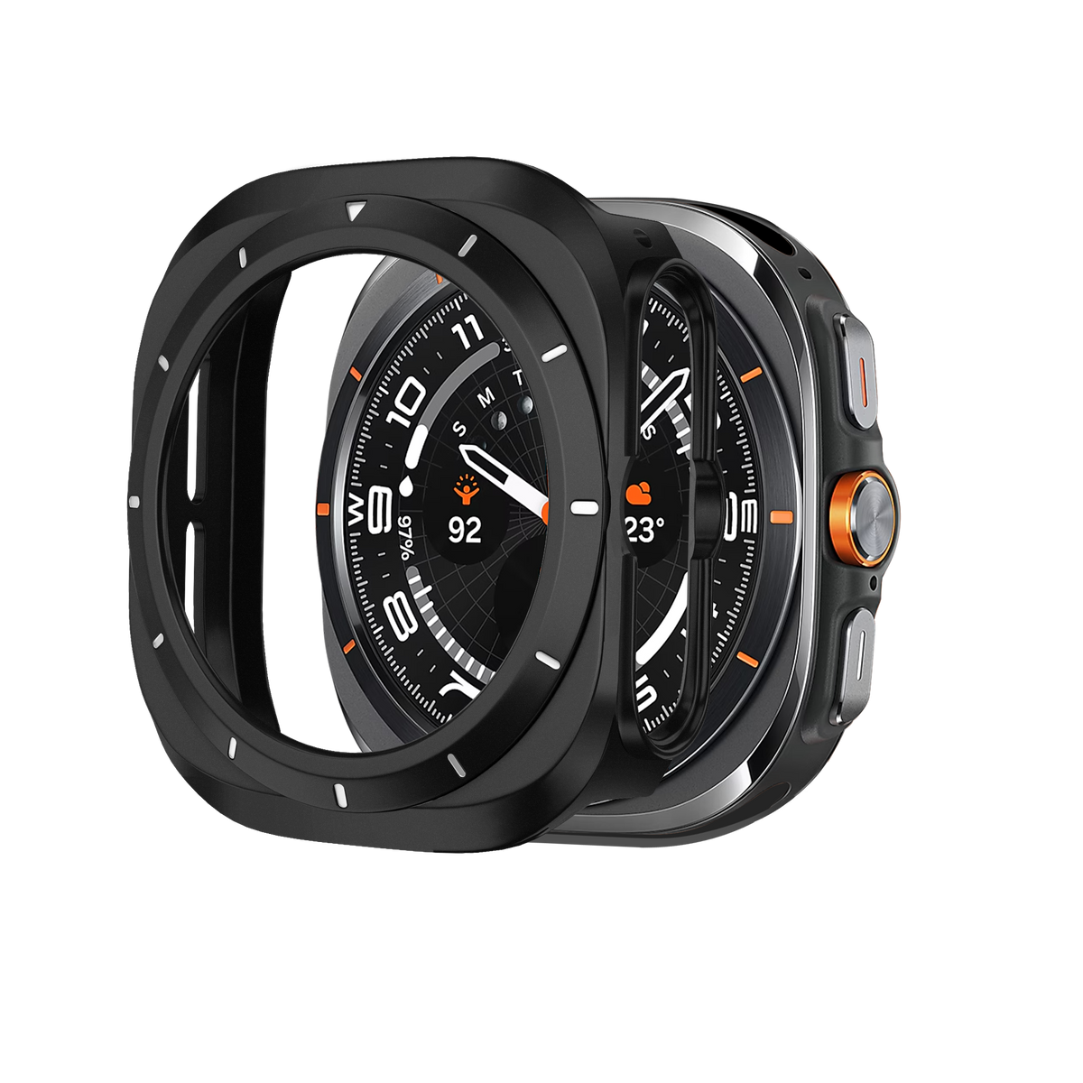 Bandz Samsung Galaxy Watch Ultra Bezel PC Case (Black with White)