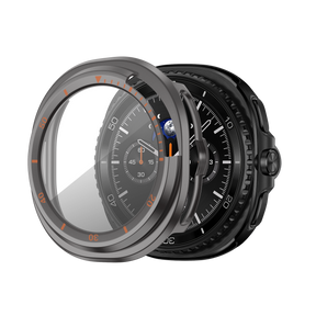 Bandz Samsung Galaxy Watch 8 Classic Bezel Cover with Glass (Titanium Grey/Orange)