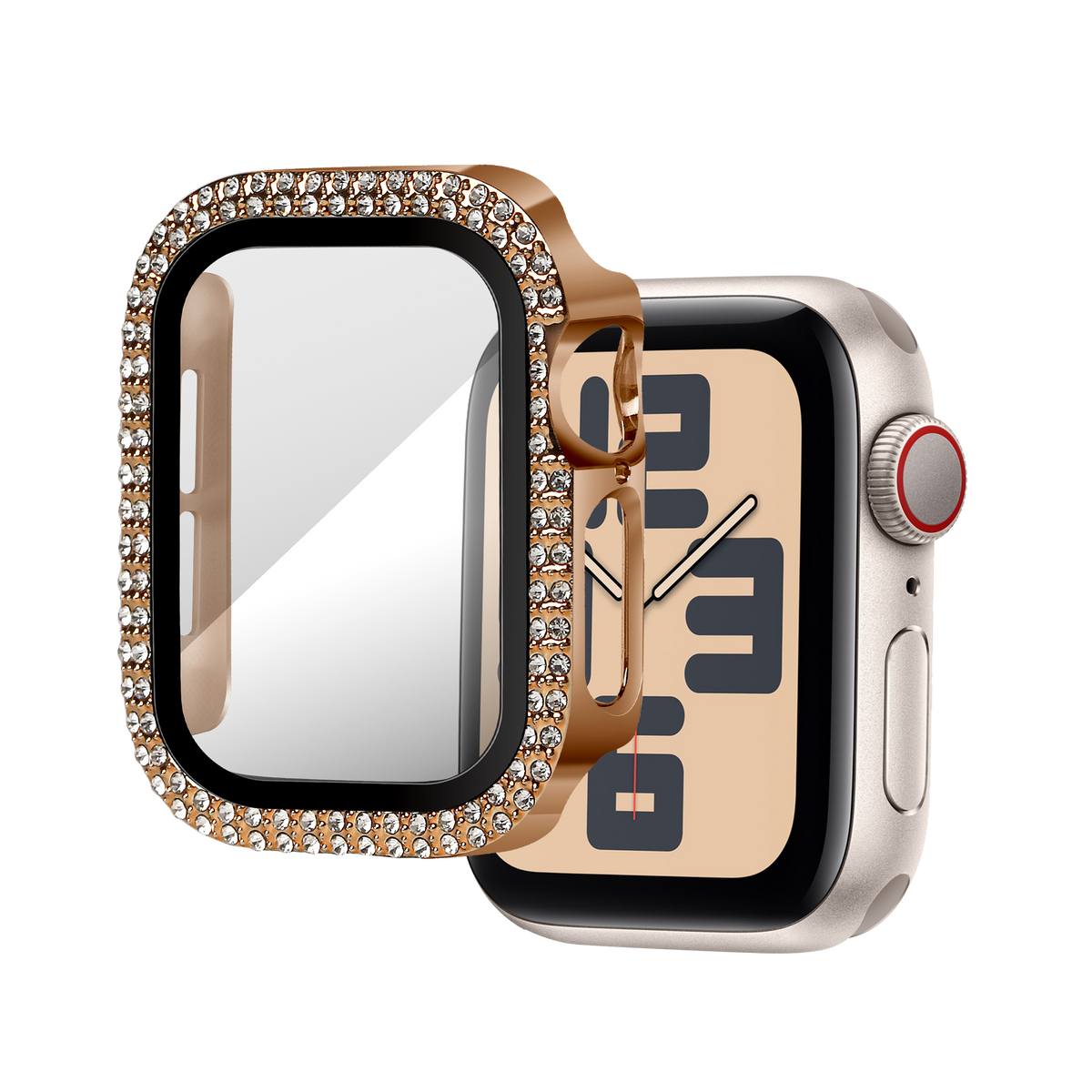 Bandz Apple Watch 10 - 42mm Diamond Case with Glass (Rose Gold)