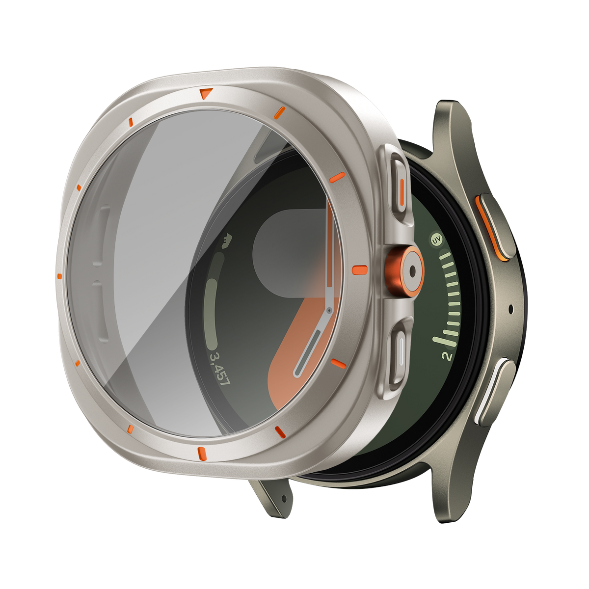 Bandz Samsung Galaxy Watch 7 - 44mm Square PC Case with Glass (Titanium)