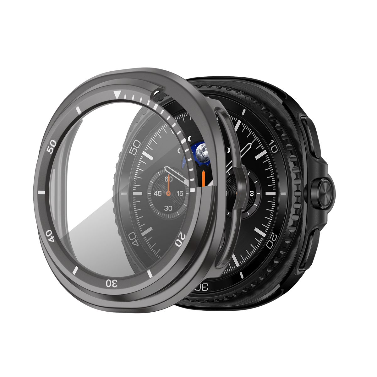 Bandz Samsung Galaxy Watch 8 Classic Bezel Cover with Glass (Titanium Grey/White)