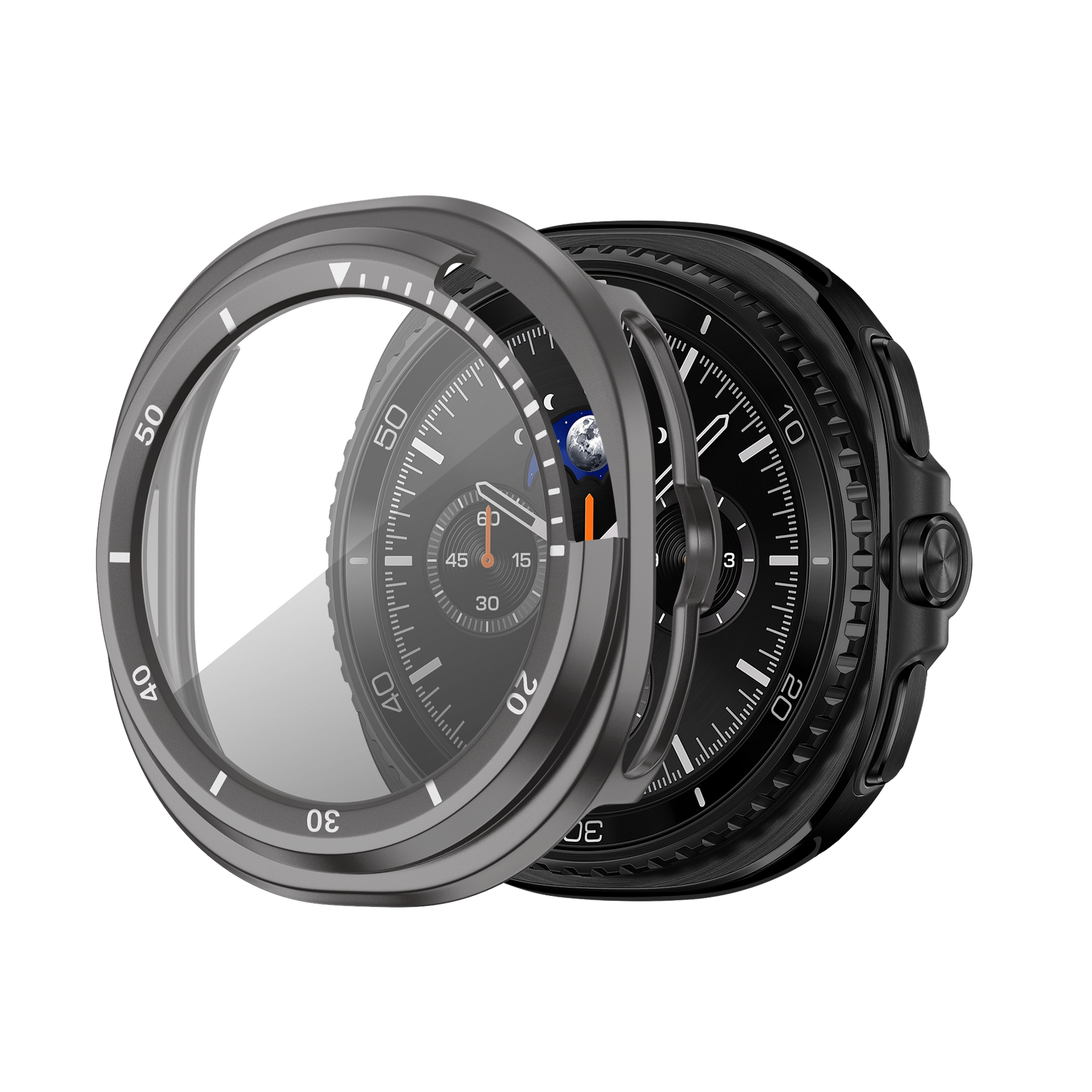 Bandz Samsung Galaxy Watch 8 Classic Bezel Cover with Glass (Titanium Grey/White)