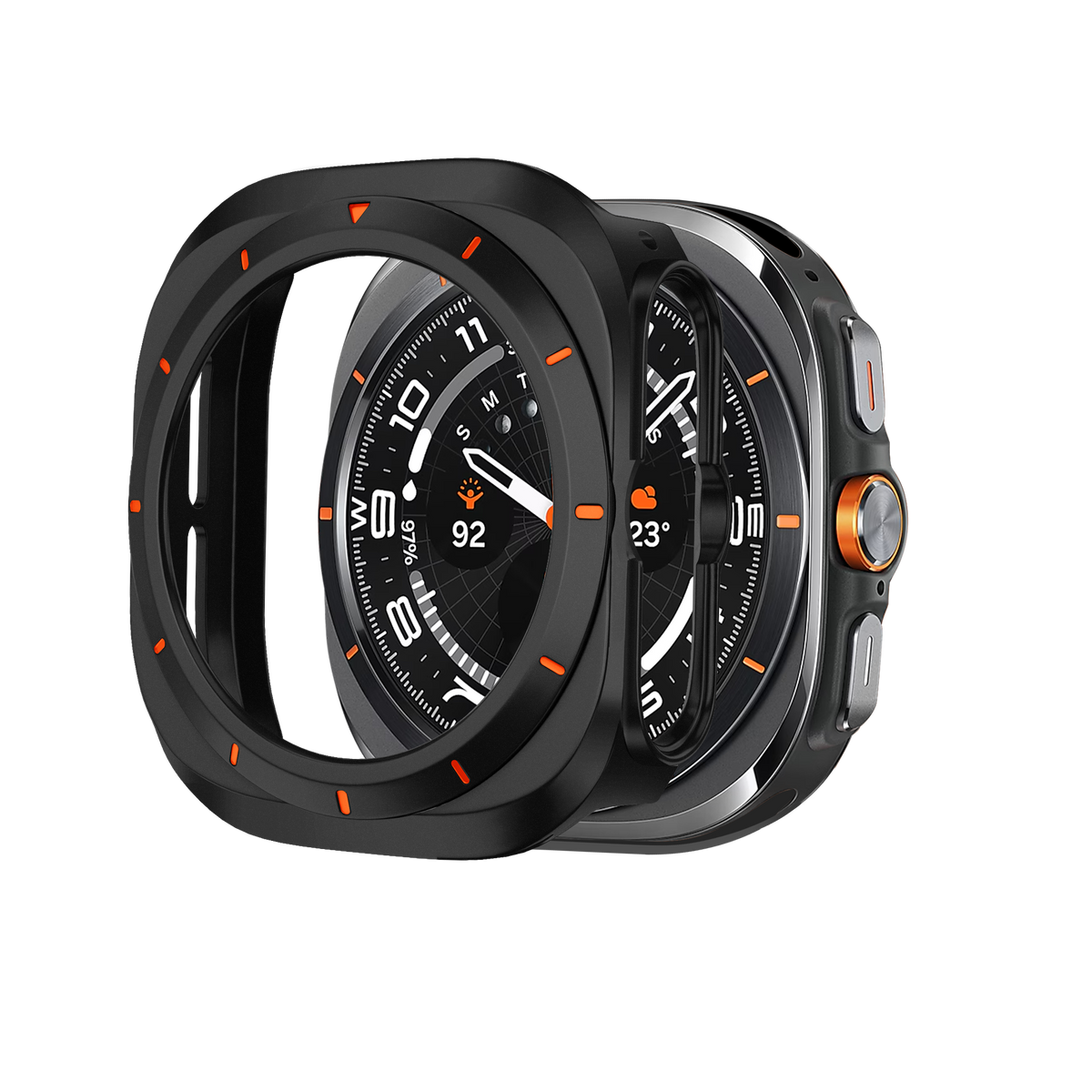 Bandz Samsung Galaxy Watch Ultra Bezel PC Case (Black with Orange)