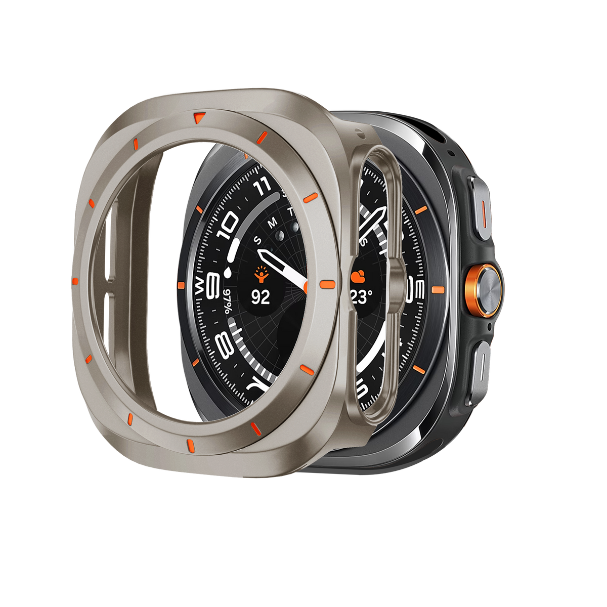 Bandz Samsung Galaxy Watch Ultra Bezel PC Case (Titanium with Orange)