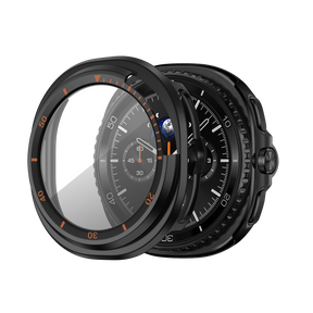 Bandz Samsung Galaxy Watch 8 Classic Bezel Cover with Glass (Black/Orange)