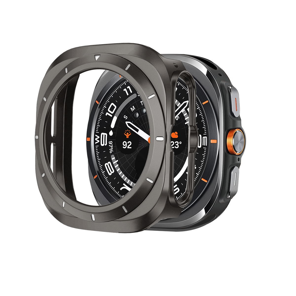 Bandz Samsung Galaxy Watch Ultra Bezel PC Case (Titanium Grey with White)