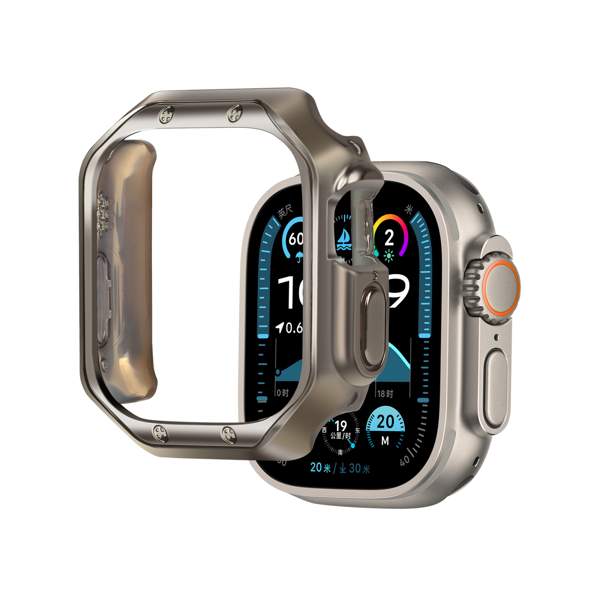 Bandz Apple Watch Ultra - 49mm Galvanized TPU Case  (Titanium)