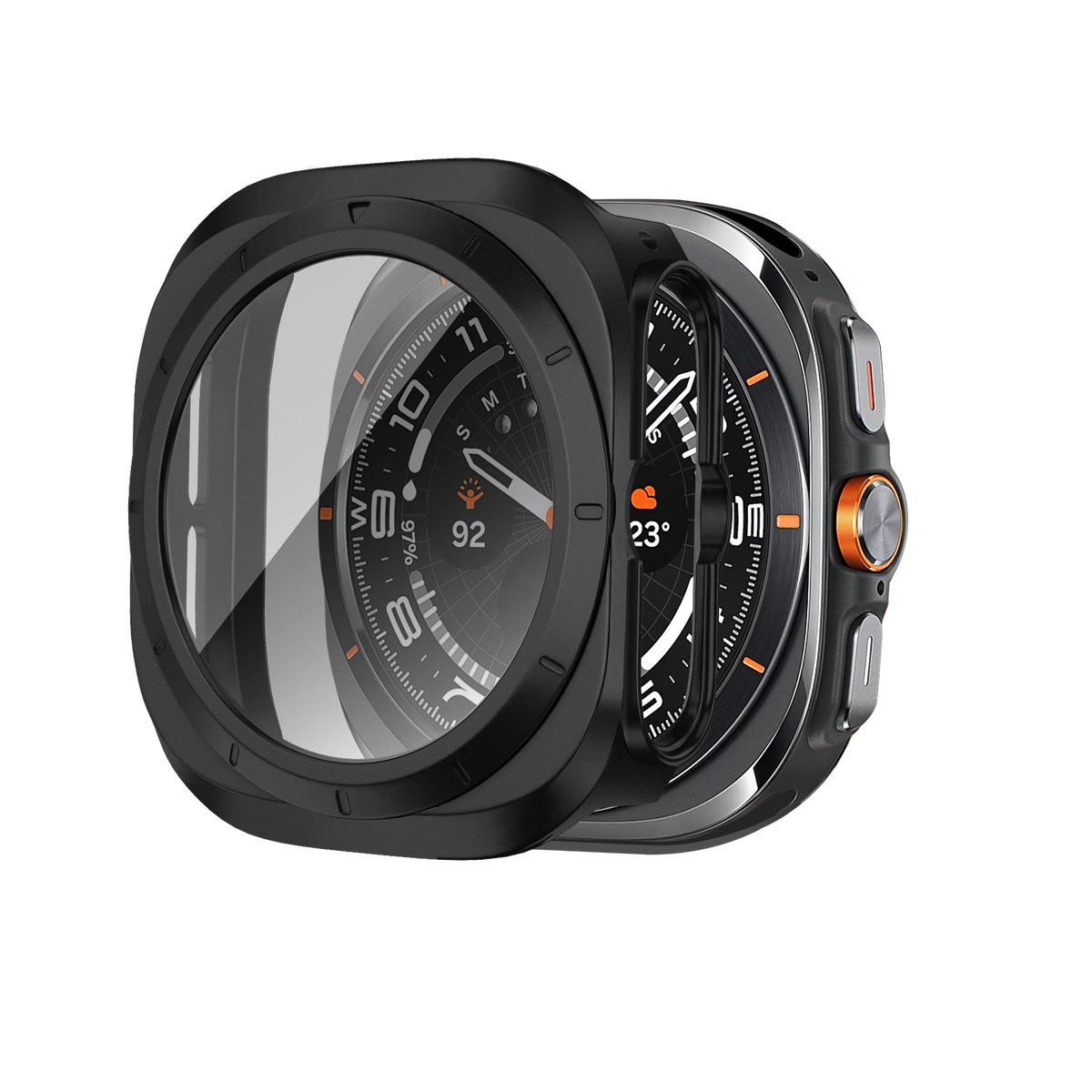 Bandz Samsung Galaxy Watch Ultra PC Case with Glass (Black)