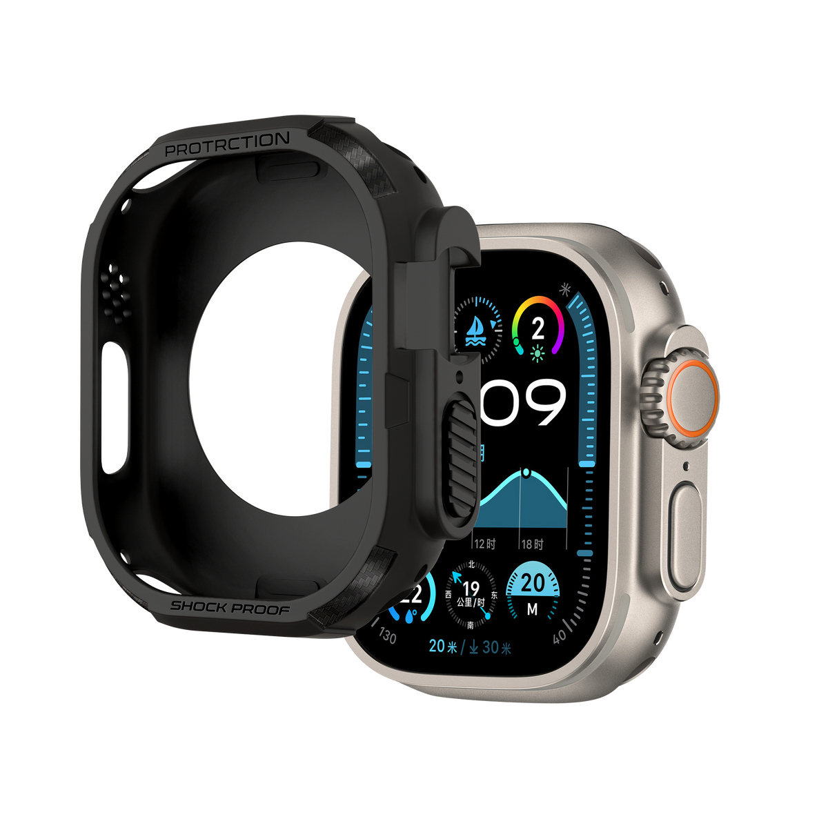 Bandz Apple Watch Ultra - 49mm Rugged TPU Case (Black)