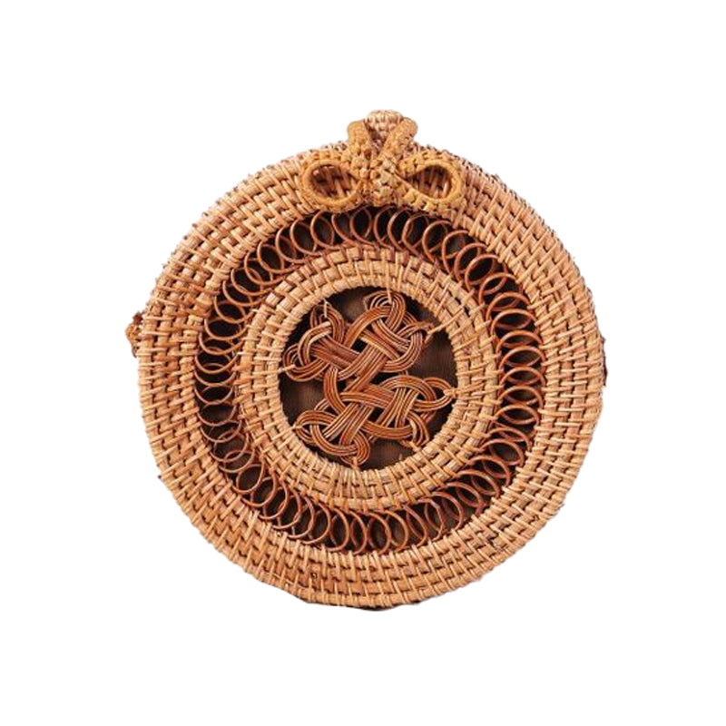 Handwoven round rattan bag tropical beach style blxck norway™