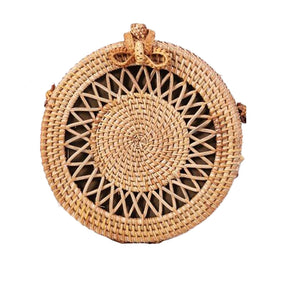 Handwoven round rattan bag tropical beach style blxck norway™