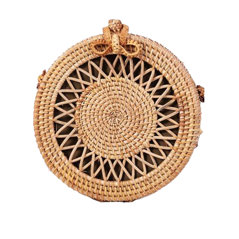 Handwoven round rattan bag tropical beach style blxck norway™