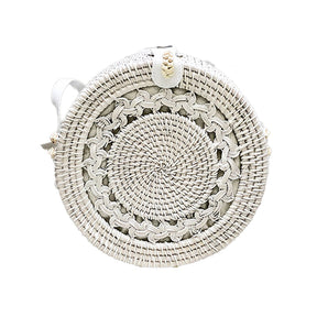 Handwoven round rattan bag tropical beach style blxck norway™