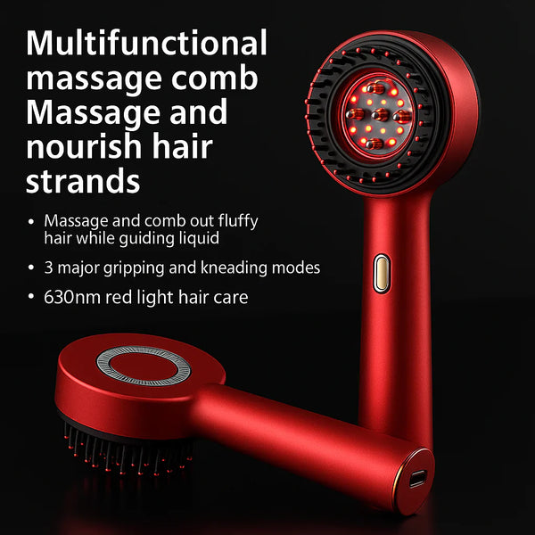 Electric Massage Brush with Red Light for Hair Growth and Scalp Care - HairFlow