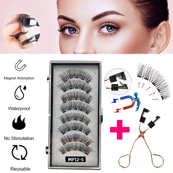 Magnetic Eyelashes Curler Set - 4 Pairs with Applicator